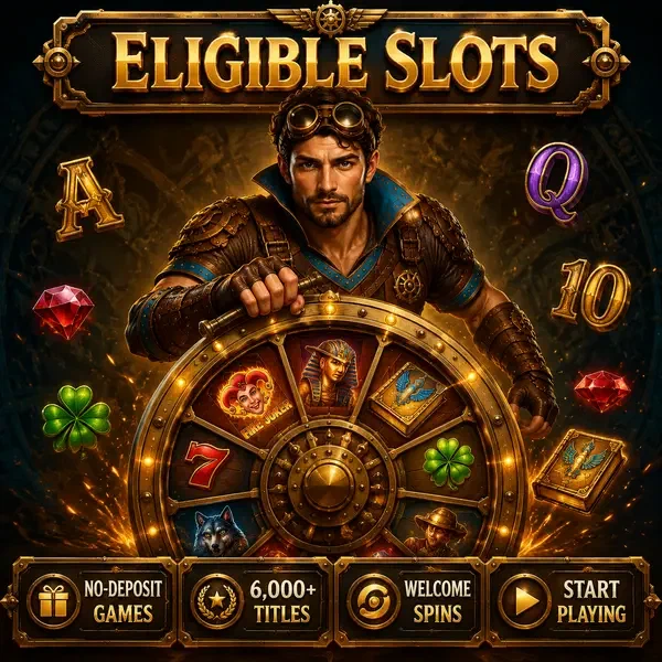 Adventurous explorer spinning for free spins at Eligible Slots gaming hall